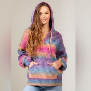 Love Riche Women's Multi-color Long Sleeved hooded cozy sweater